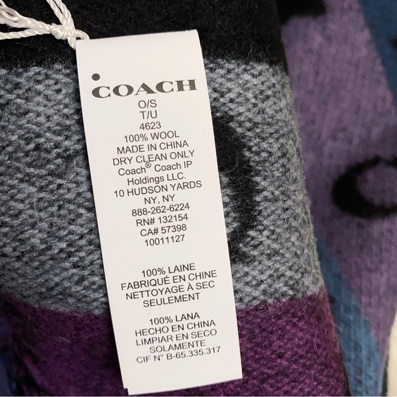 Coach Stars Striped Print wool Muffler/Scarf - Picture 7 of 9